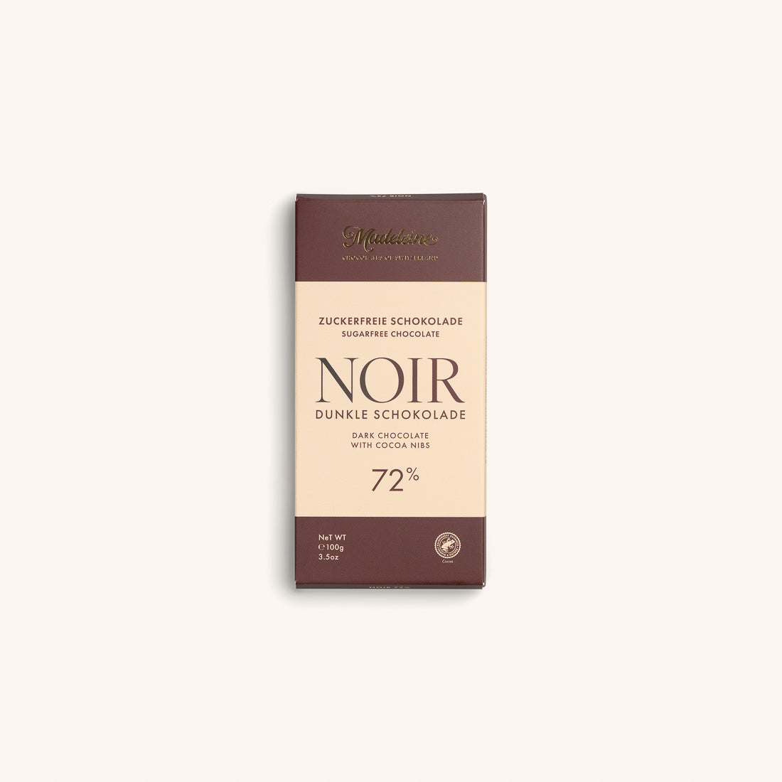 Sugar-free dark chocolate 100g 72%