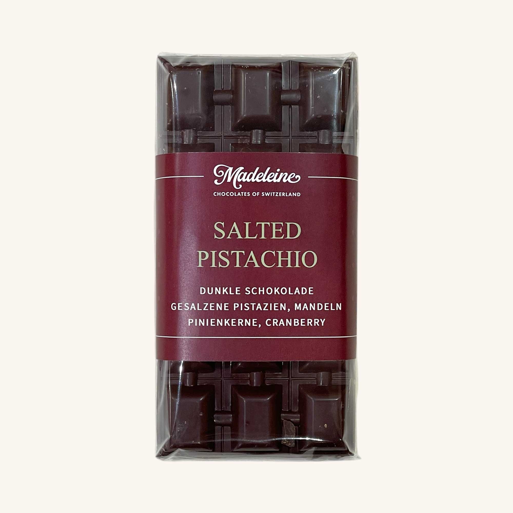 Schokoladentafel gesalzende Pistazie Dunkel 100g (63% Kakao)